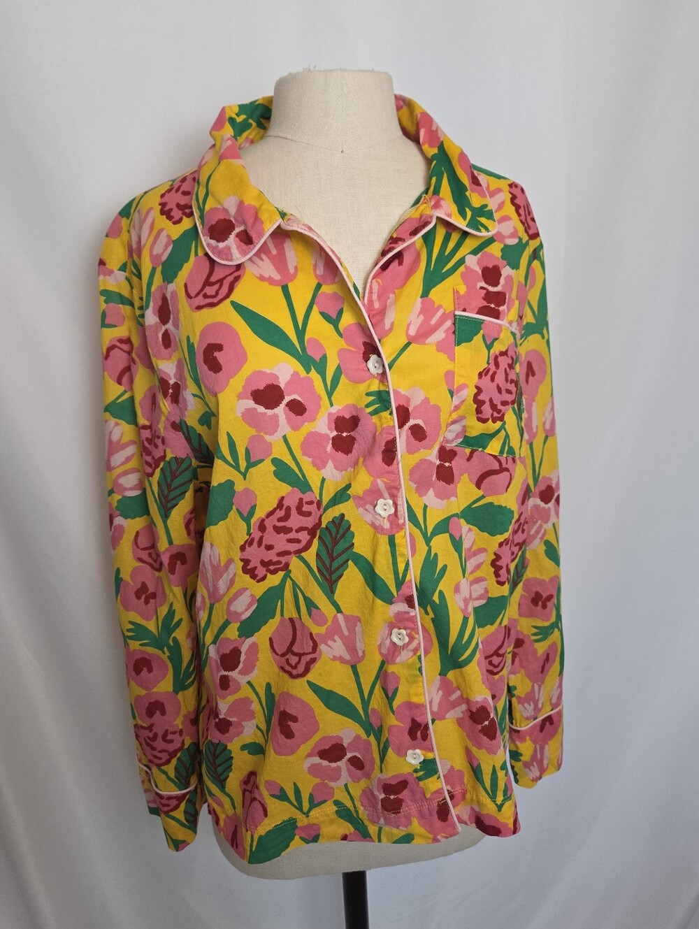 ban.do Long Sleeve Leisure Shirt Honey Las Flores Pajama Top